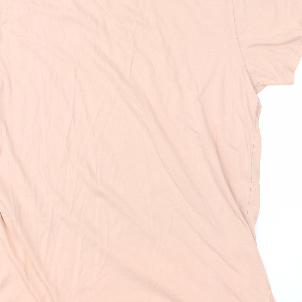 Friend or Faux Womens Pink Cotton Basic T-Shirt Size L Round Neck
