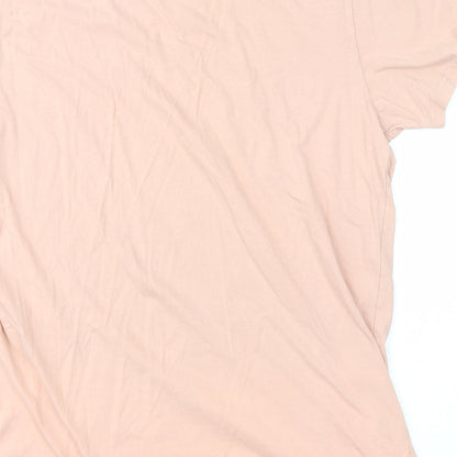 Friend or Faux Womens Pink Cotton Basic T-Shirt Size L Round Neck