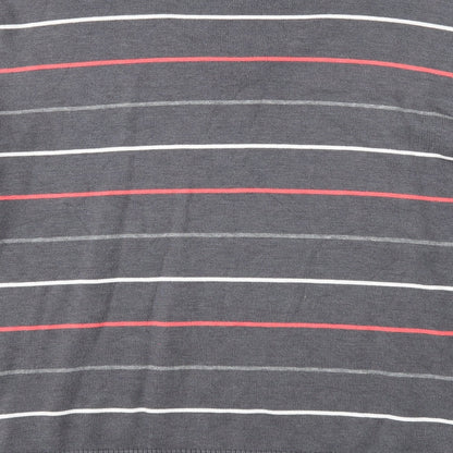 Grey Connection Mens Grey V-Neck Striped Cotton Pullover Jumper Size M Long Sleeve
