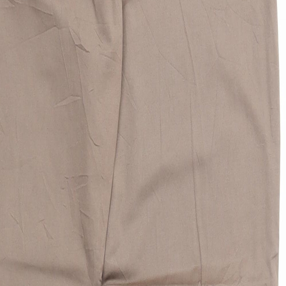 Divina Womens Brown Cotton Chino Trousers Size 12 Regular Zip