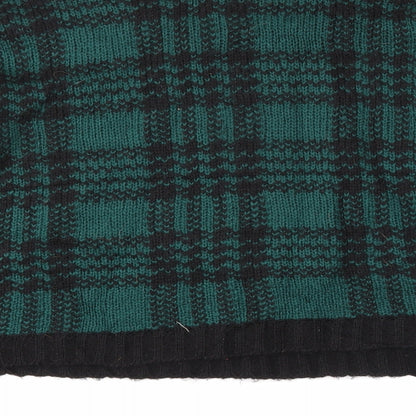 Boohoo Womens Green Round Neck Plaid Acrylic Pullover Jumper Size M