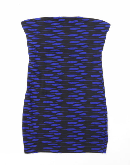 Lipsy Womens Black Geometric Viscose Bodycon Size 12 Square Neck Pullover