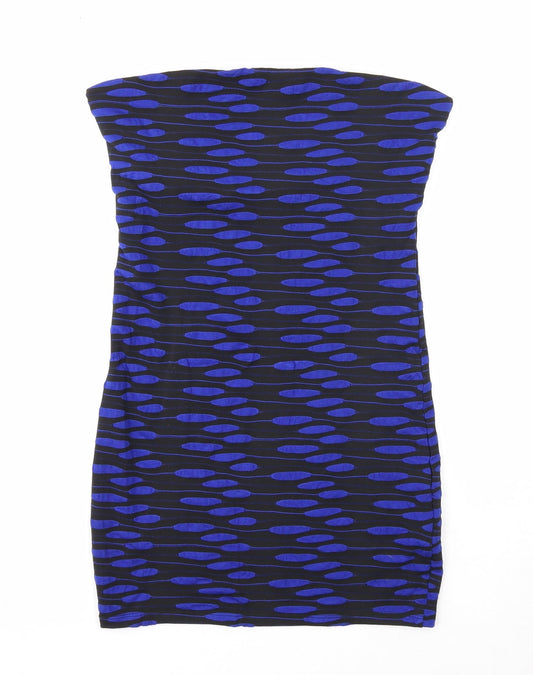 Lipsy Womens Black Geometric Viscose Bodycon Size 12 Square Neck Pullover