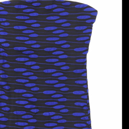 Lipsy Womens Black Geometric Viscose Bodycon Size 12 Square Neck Pullover