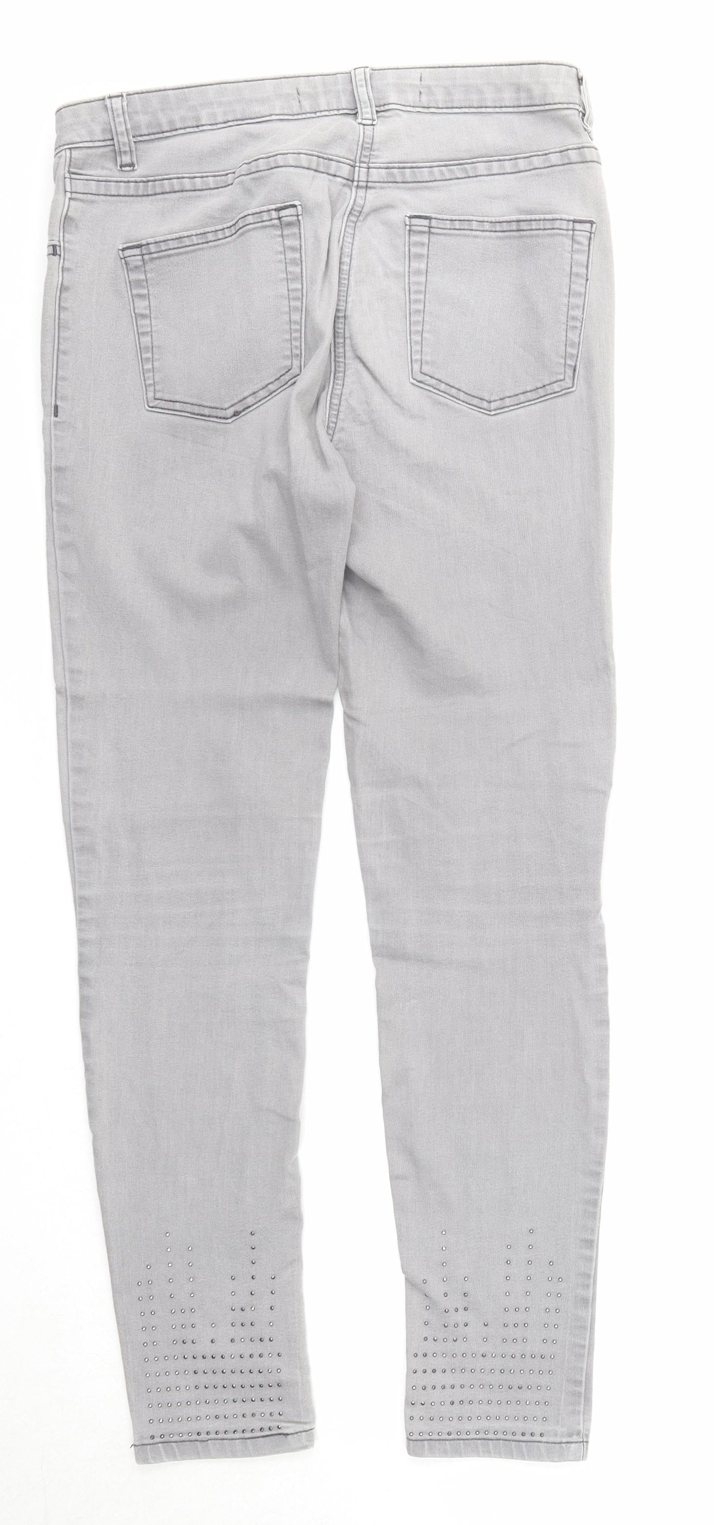 NEXT Womens Grey Cotton Skinny Jeans Size 10 Regular Zip