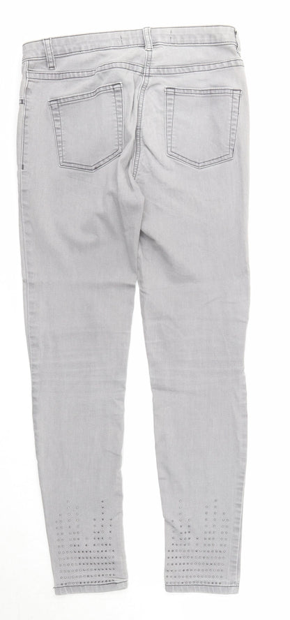 NEXT Womens Grey Cotton Skinny Jeans Size 10 Regular Zip