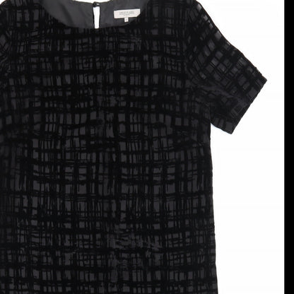Great Plains Womens Black Geometric Polyester A-Line Size M Round Neck Zip