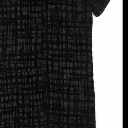 Great Plains Womens Black Geometric Polyester A-Line Size M Round Neck Zip