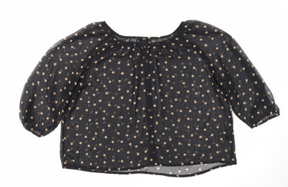 Womens UK Size 6 H&M Black Cropped Blouse