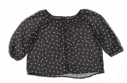 Womens UK Size 6 H&M Black Cropped Blouse
