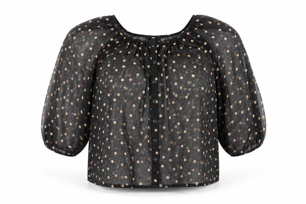 Womens UK Size 6 H&M Black Cropped Blouse