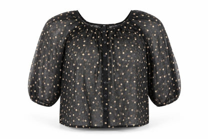 Womens UK Size 6 H&M Black Cropped Blouse