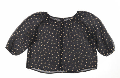 Womens UK Size 6 H&M Black Cropped Blouse
