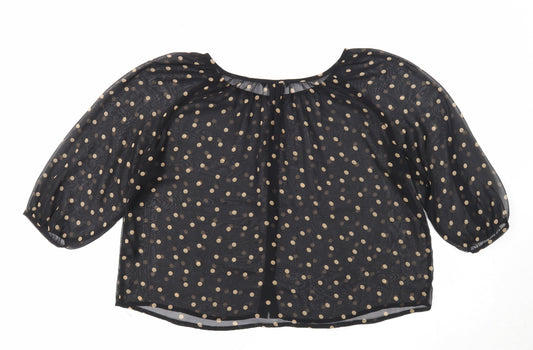 Womens UK Size 6 H&M Black Cropped Blouse