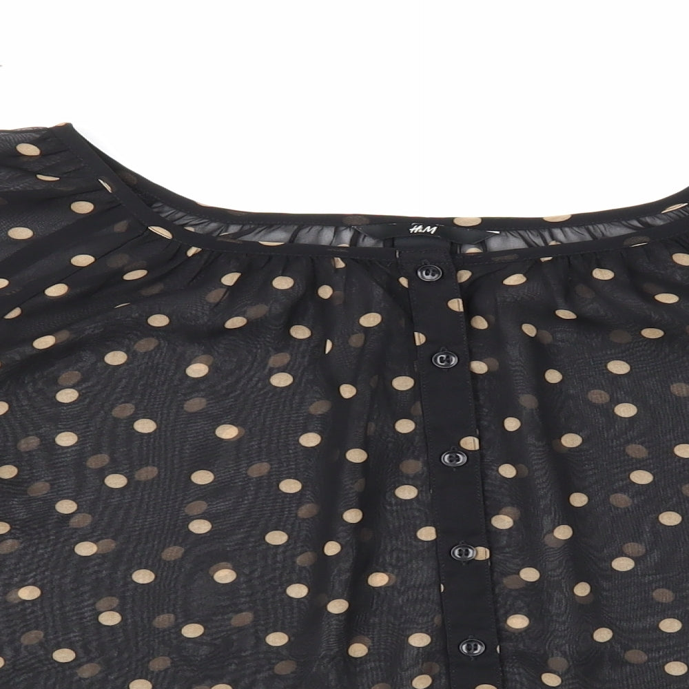 Womens UK Size 6 H&M Black Cropped Blouse