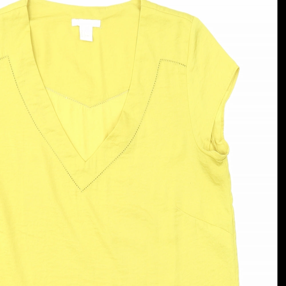 Womens UK Size 10 H&M Yellow Basic Blouse
