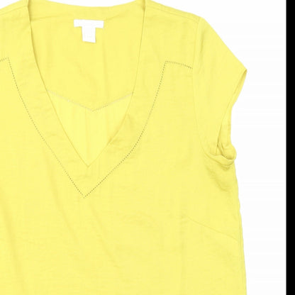 Womens UK Size 10 H&M Yellow Basic Blouse