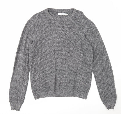 Celio Mens Grey Round Neck Acrylic Pullover Jumper Size L Long Sleeve