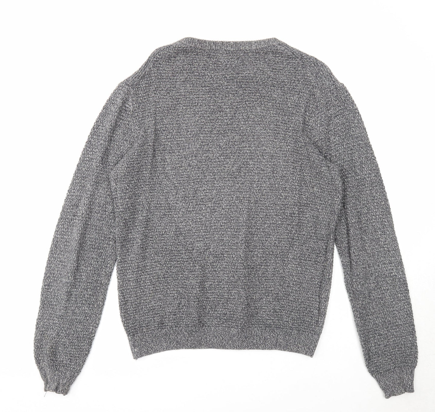 Celio Mens Grey Round Neck Acrylic Pullover Jumper Size L Long Sleeve