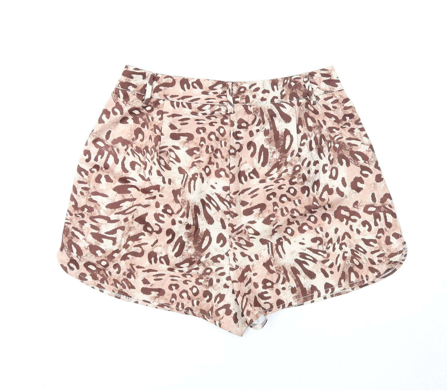 Missguided Womens Brown Animal Print Polyester Hot Pants Shorts Size 10 Regular Zip - Leopard Print