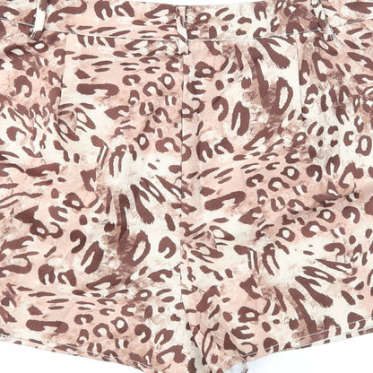 Missguided Womens Brown Animal Print Polyester Hot Pants Shorts Size 10 Regular Zip - Leopard Print