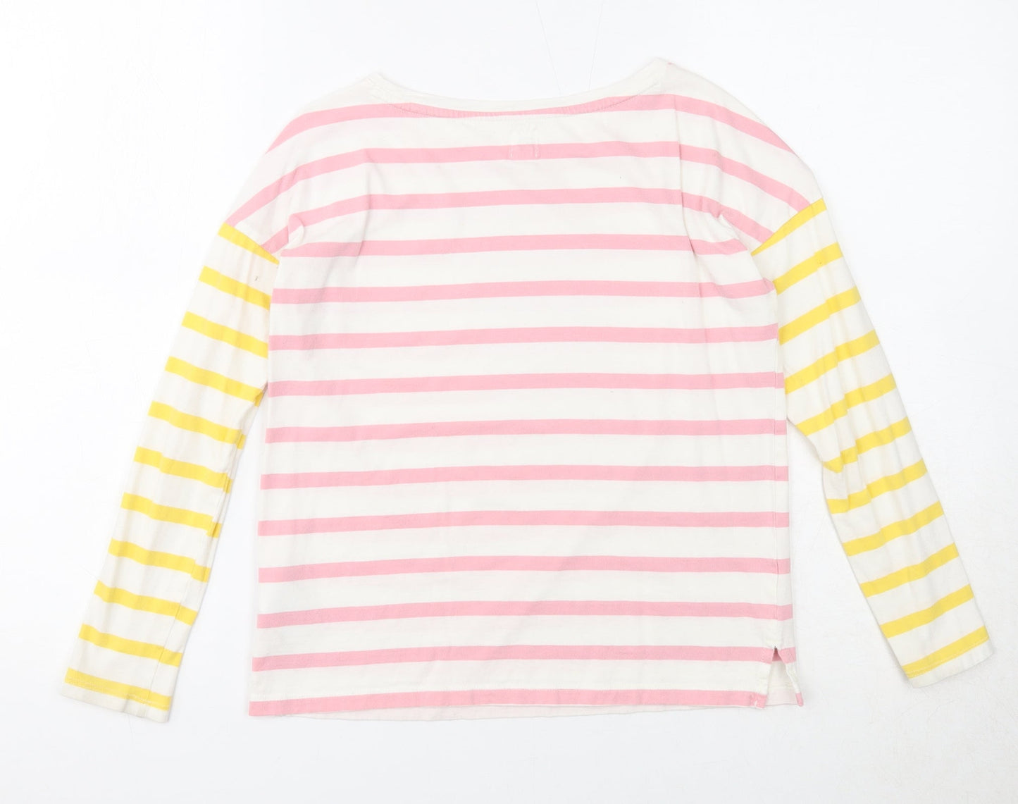 Gap Girls Multicoloured Striped Cotton Basic T-Shirt Size L Boat Neck Pullover - Ice Cream