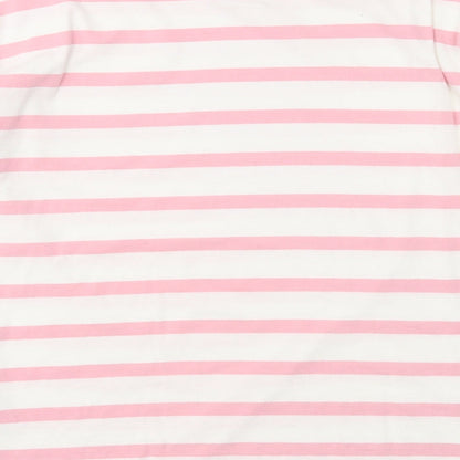 Gap Girls Multicoloured Striped Cotton Basic T-Shirt Size L Boat Neck Pullover - Ice Cream