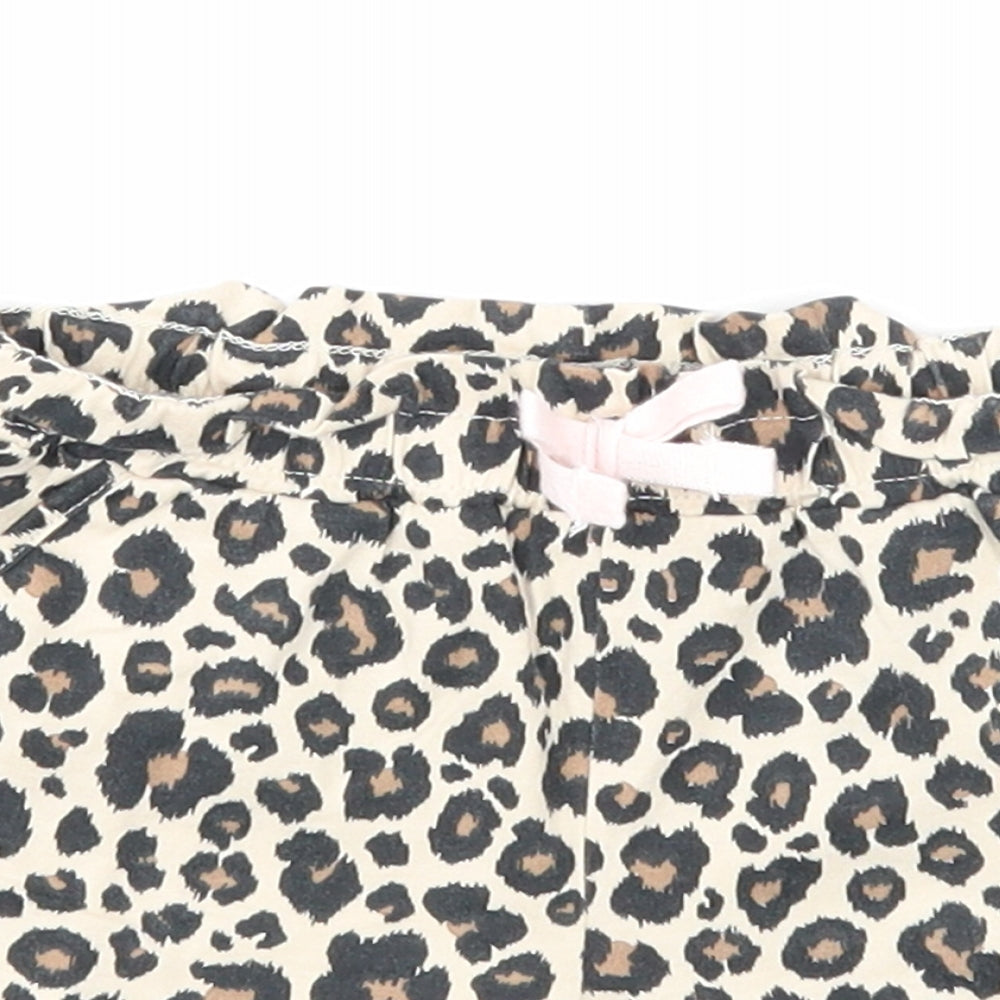 H&M Girls Beige Animal Print Cotton Sweat Shorts Size 2 Years Regular - Leopard Print