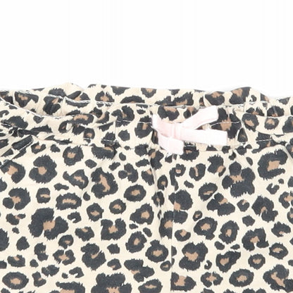 H&M Girls Beige Animal Print Cotton Sweat Shorts Size 2 Years Regular - Leopard Print