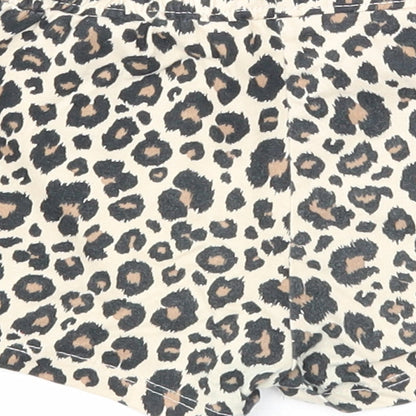H&M Girls Beige Animal Print Cotton Sweat Shorts Size 2 Years Regular - Leopard Print
