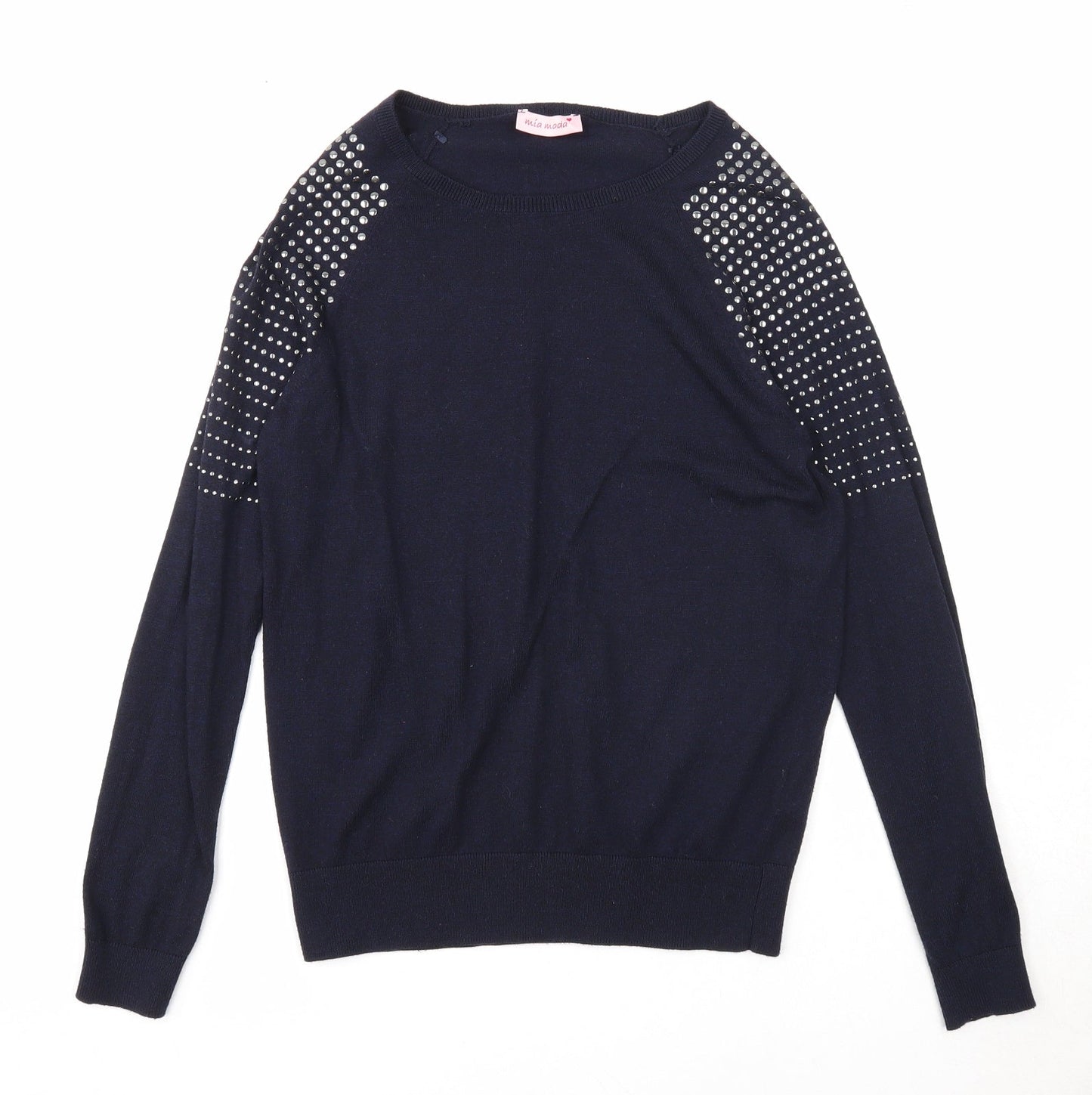 Womens UK Size S Mia Moda Blue Pullover Jumper