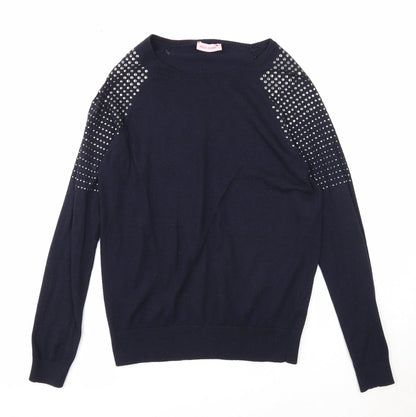 Womens UK Size S Mia Moda Blue Pullover Jumper