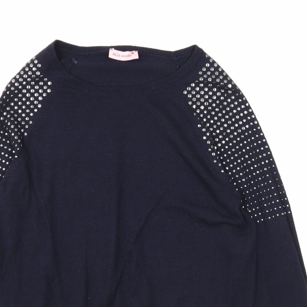 Womens UK Size S Mia Moda Blue Pullover Jumper