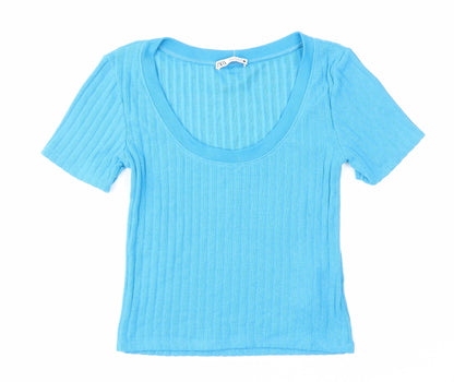Womens UK Size S Zara Blue Pullover Jumper