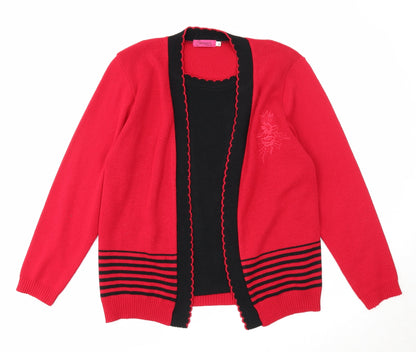 Womens UK Size M Elegant Red Cardigan Jumper