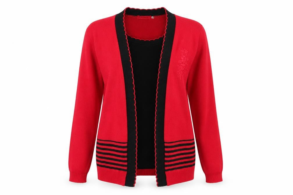 Womens UK Size M Elegant Red Cardigan Jumper