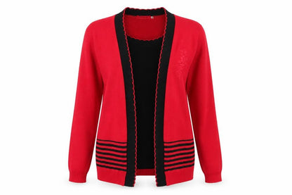 Womens UK Size M Elegant Red Cardigan Jumper
