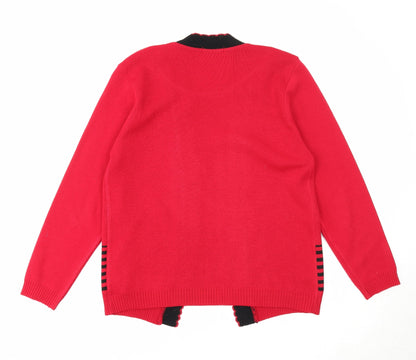 Womens UK Size M Elegant Red Cardigan Jumper