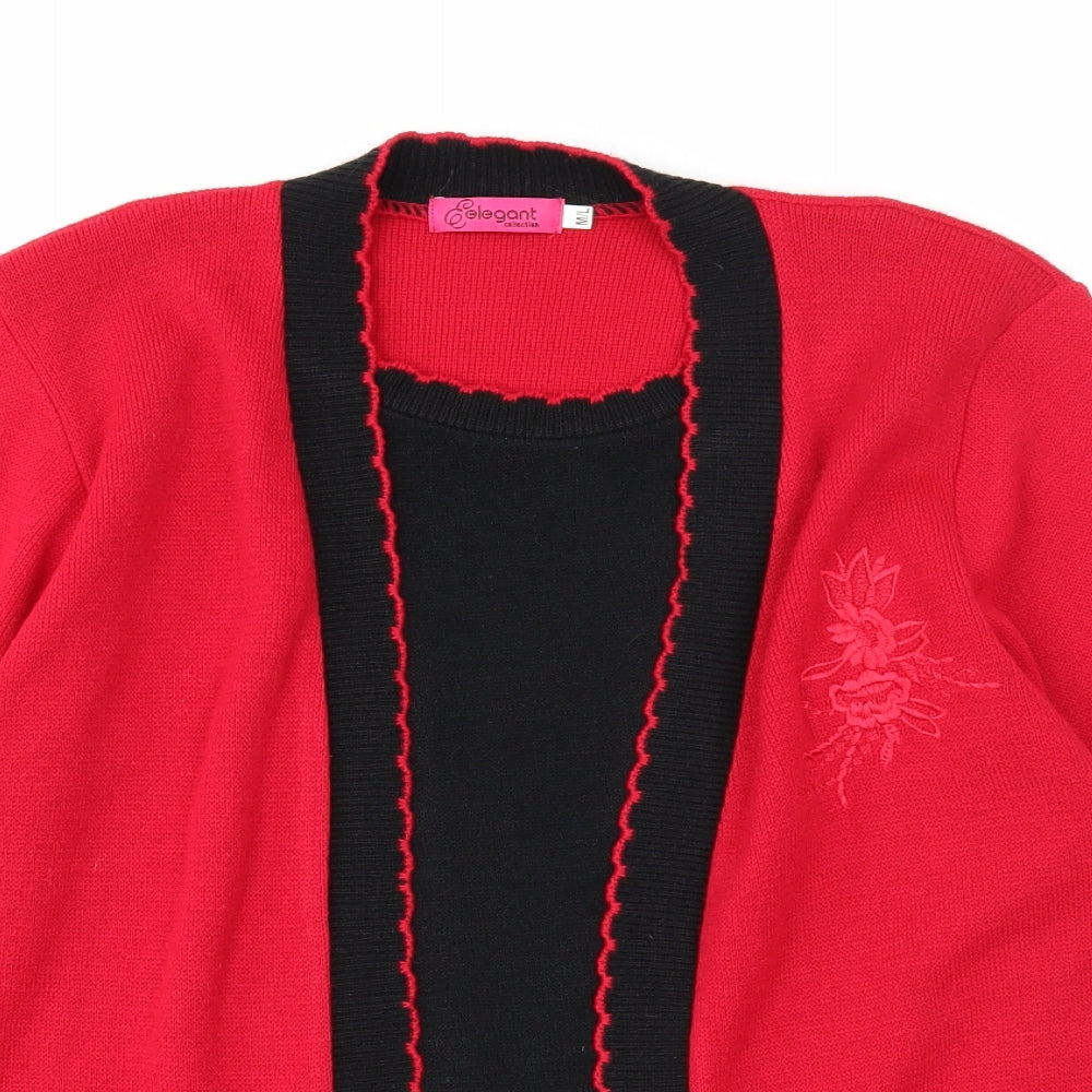 Womens UK Size M Elegant Red Cardigan Jumper