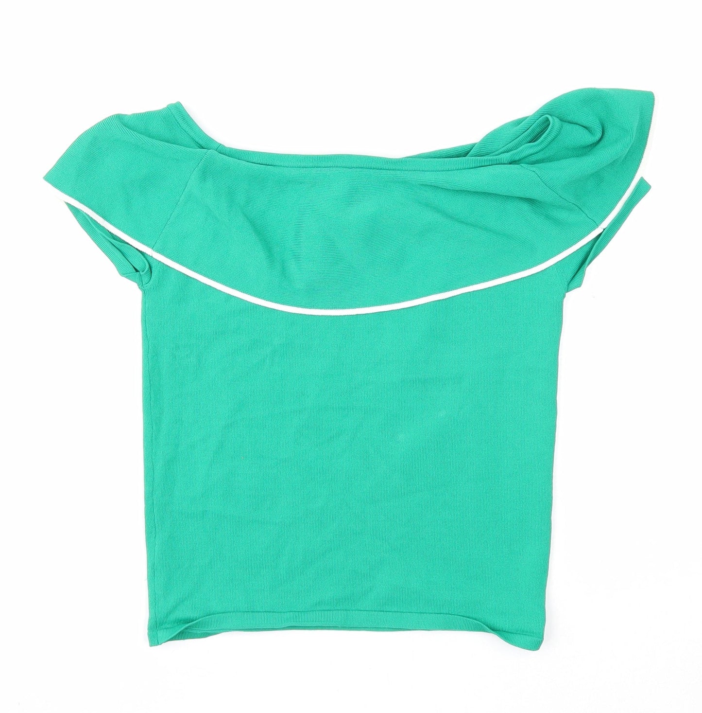 River Island Girls Green Viscose Basic Blouse Size 11-12 Years Off the Shoulder Pullover - Bardot