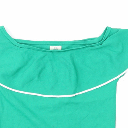 River Island Girls Green Viscose Basic Blouse Size 11-12 Years Off the Shoulder Pullover - Bardot