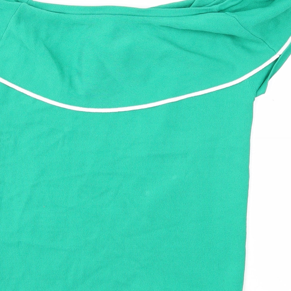 River Island Girls Green Viscose Basic Blouse Size 11-12 Years Off the Shoulder Pullover - Bardot