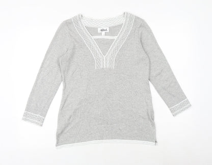 Afibel Womens Grey Square Neck Acrylic Pullover Jumper Size 10