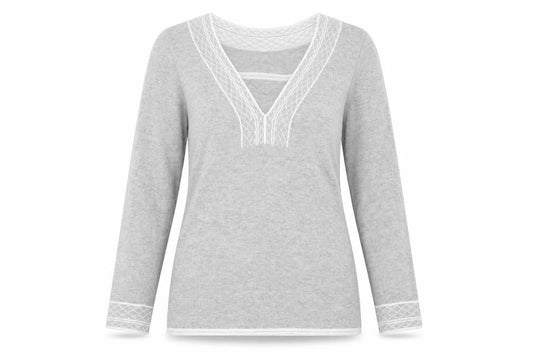 Afibel Womens Grey Square Neck Acrylic Pullover Jumper Size 10