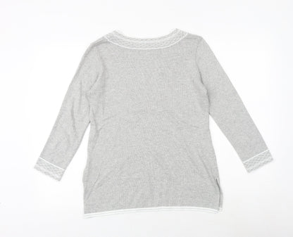 Afibel Womens Grey Square Neck Acrylic Pullover Jumper Size 10