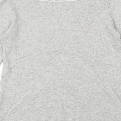 Afibel Womens Grey Square Neck Acrylic Pullover Jumper Size 10