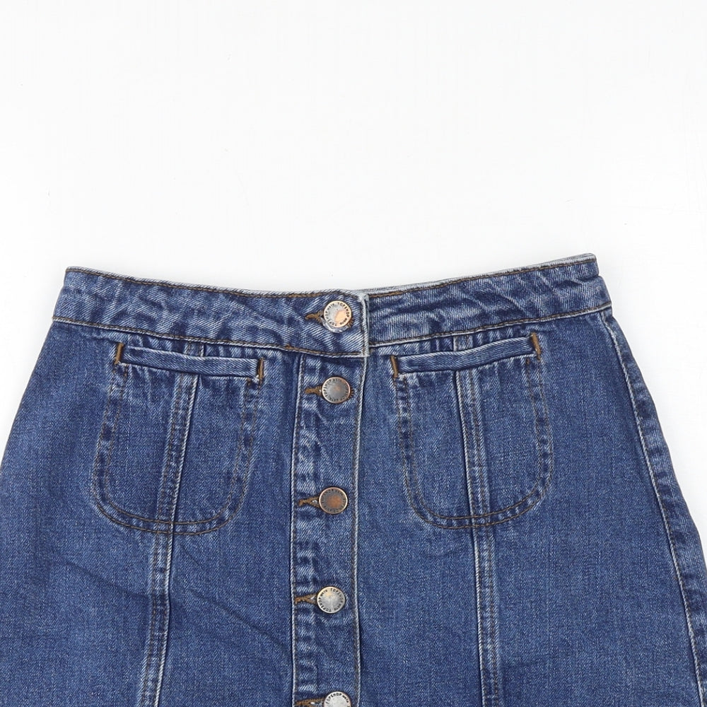 Womens UK Size 25 in Topshop Mini Denim Skirt