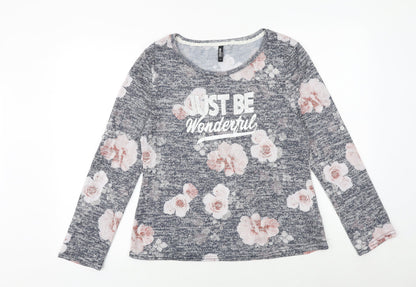 Colesium Casual Womens Blue Floral Viscose Basic Blouse Size XL Round Neck - Just Be Wonderful