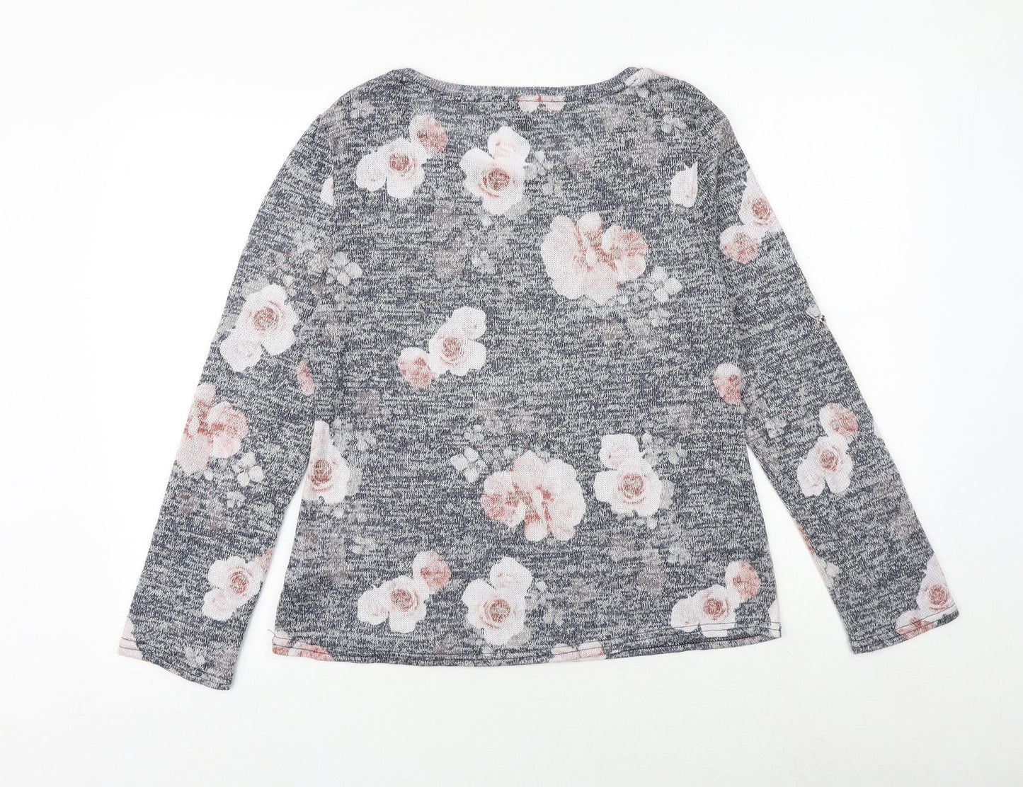 Colesium Casual Womens Blue Floral Viscose Basic Blouse Size XL Round Neck - Just Be Wonderful