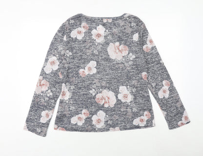 Colesium Casual Womens Blue Floral Viscose Basic Blouse Size XL Round Neck - Just Be Wonderful
